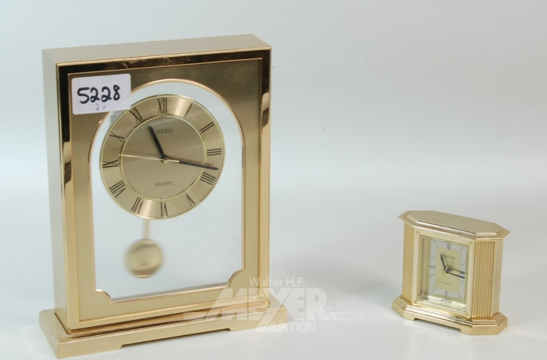 2 Tischuhren ''BULOVA u. LINDEN''