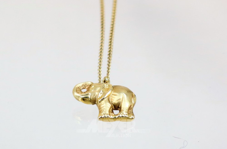 Kette, 333er GG, mit Elefanten-Anhänger