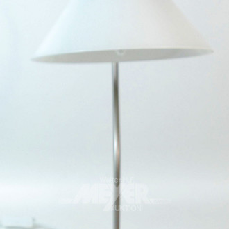 Tischlampe, Chromfuß, mit Glasschirm
