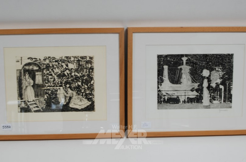 2 Radierungen,rücks.betitelt