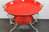 Tablettwagen, rot/weißes Metallgestell