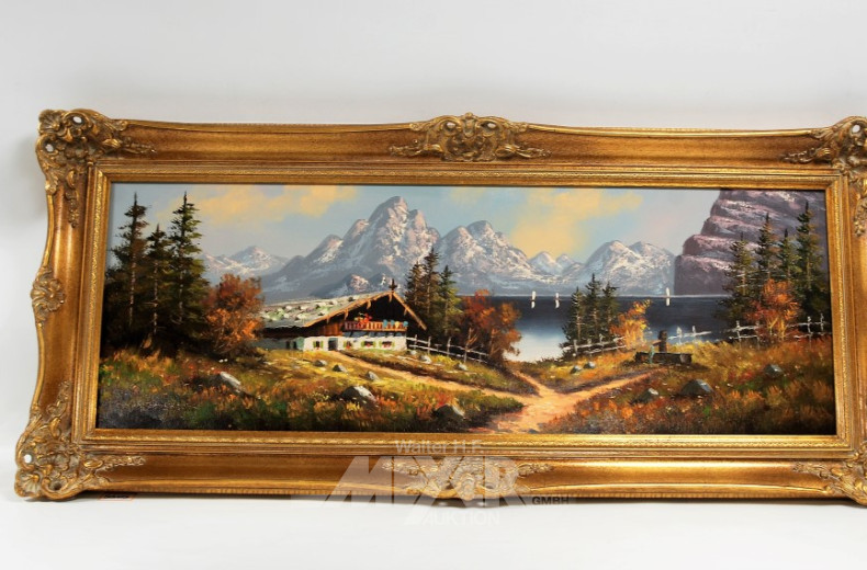 Gemälde ''Gehöft am Bergsee''