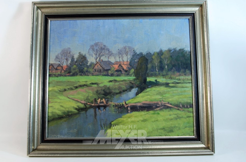 Gemälde, ''Dorf mit Bach''
