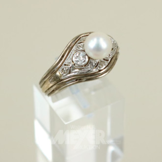Ring, 585er GG, mit einer Perle