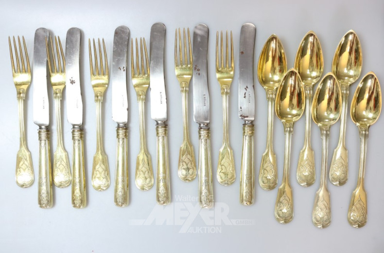 Besteck für 12 Personen, Silber