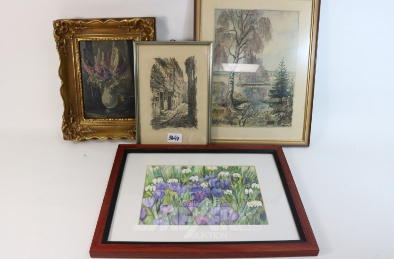 4 div. Bilder u. Gemälde