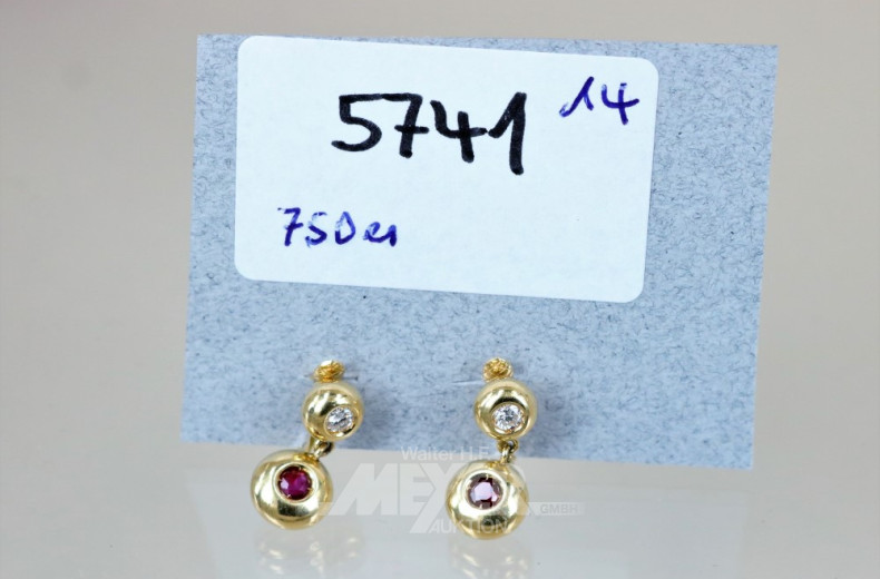 Paar Ohrclips, 750er GG,