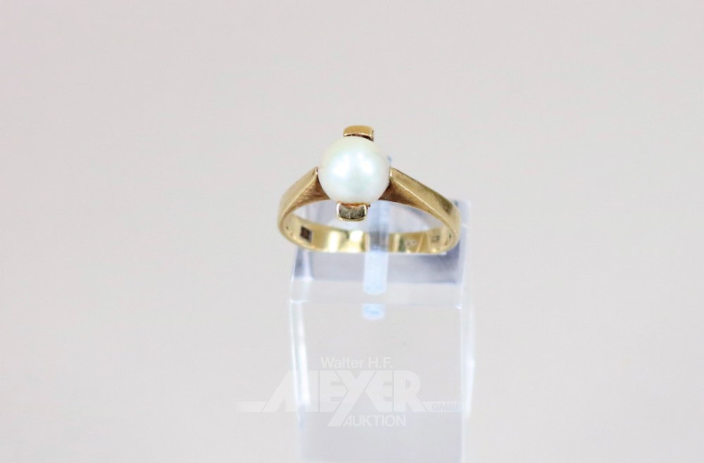 Damenring, 585er GG, mit Perle