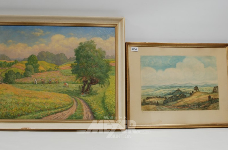 2 Bilder: Aquarell ''Hessische Landschaft''