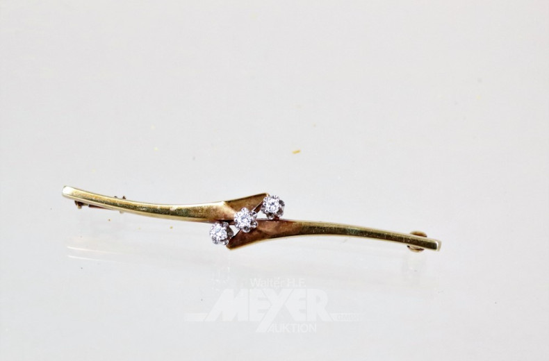 Stabnadel, 585er GG, mit 3 Brillanten