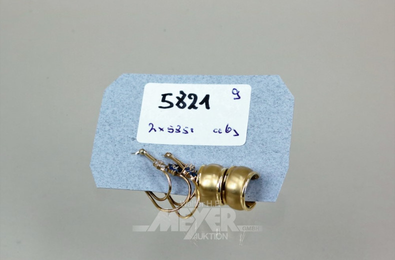 2 Paar Ohrringe, 585er GG