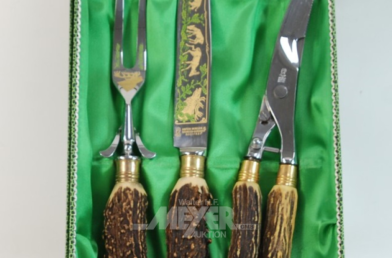 Jagdbesteck, 3-tlg.