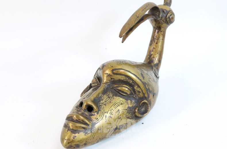 seltene afrik. Maske mit Vogelkopf-