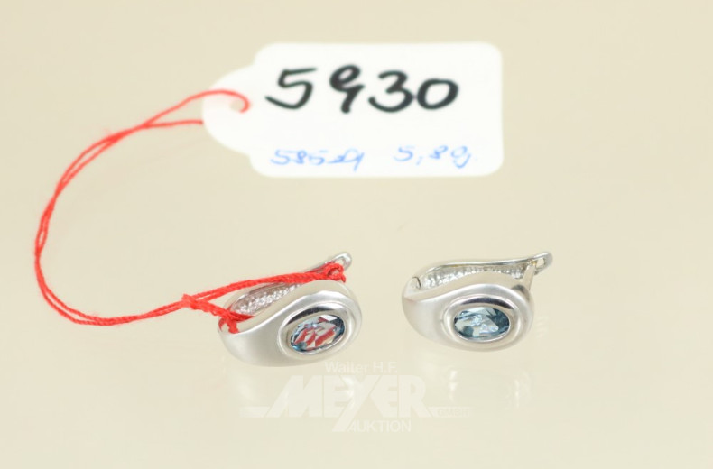 Paar Ohrringe, 585er WG, besetzt