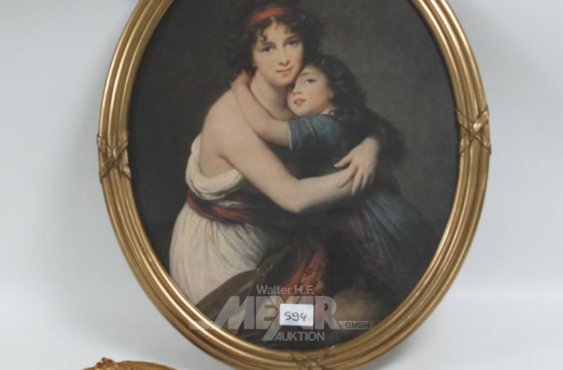 3 ovale Bilder ''Damen u. Kinderportrait''