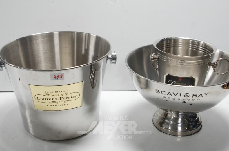 3 versch. Sekt- und Champagnerkühler