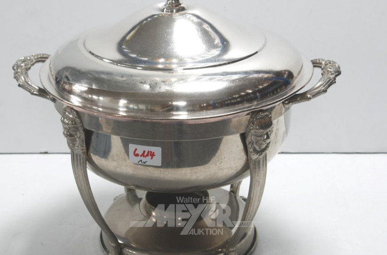 gr. Rechaud auf Löwenfüßen mit Deckel,