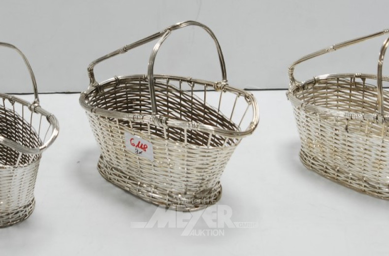 3 Weinkörbe, Hotelsilber