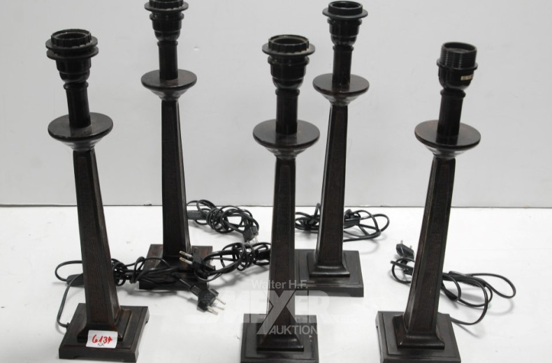 5 Tischlampen, quadratisch, ohne Schirm