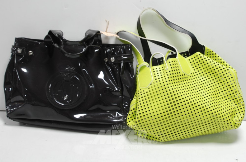 2 Handtaschen ''ARMANY'', grün u. braun