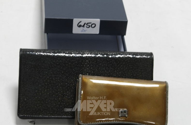 2 Geldbörsen, hellbraun u. schwarz