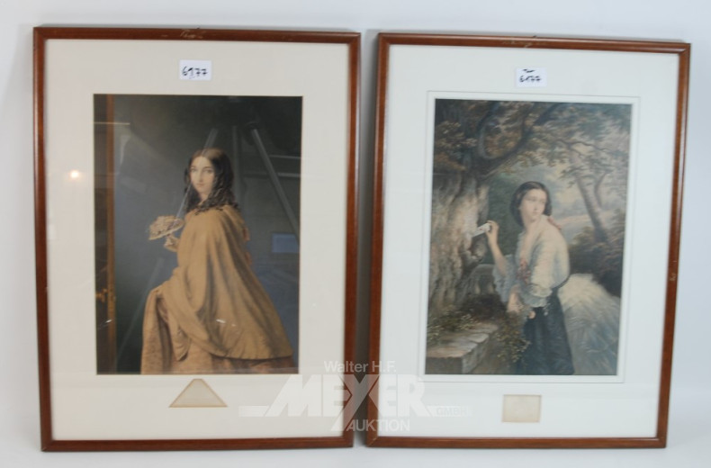 2 Bilder ''galante Damen''