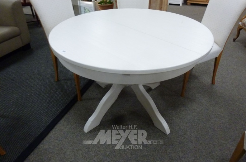 Esstisch, rund mit Einlegeplatten, weiß