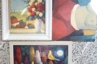 3 Gemälde ''Stillleben/Vögel/halber Akt''