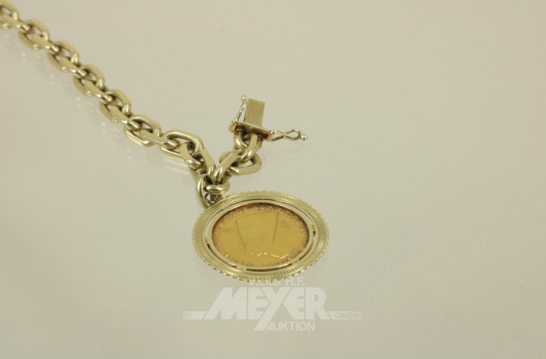 Armband, 585er Gelbgold mit Münzanhänger
