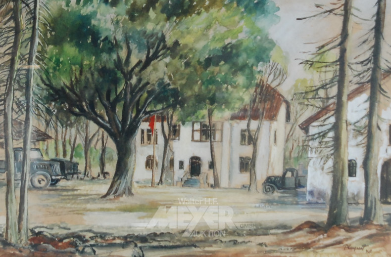 Zeichnung ''Häuser im Wald'',