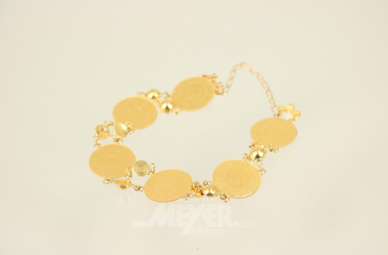 Armband mit 6 kl. türk. Münzen in