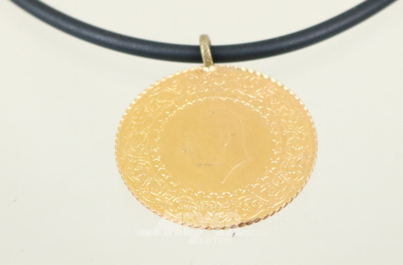 Halskette Kautschuk mit 1 türk. Münze