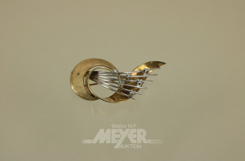 Brosche, 585er Gelbgold/Weißgold,