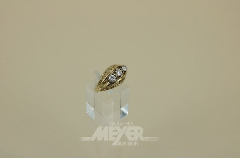 Damenring, 585er GG, mit 3 Brillanten,