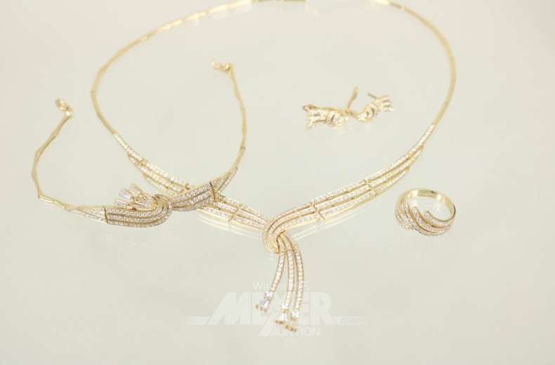 Schmuckgarnitur, 585er GG, besetzt mit