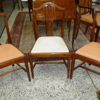 3 Stühle, Mahagoni, Polster gestreift