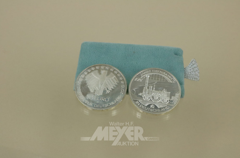 14 10 EURO-Münzen ''175 Jahre Eisenbahn