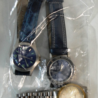 3 Herren- Armbanduhren, u.a. Caravelle,
