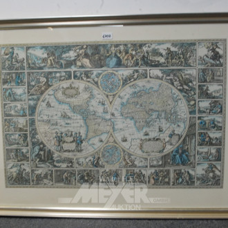 Topographie ''Weltkarte'' ca. 80 x 110 cm