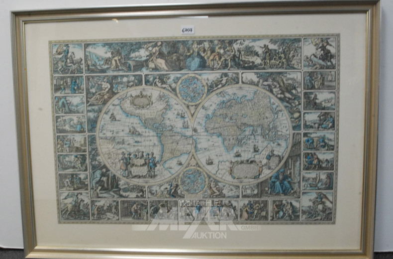 Topographie ''Weltkarte'' ca. 80 x 110 cm