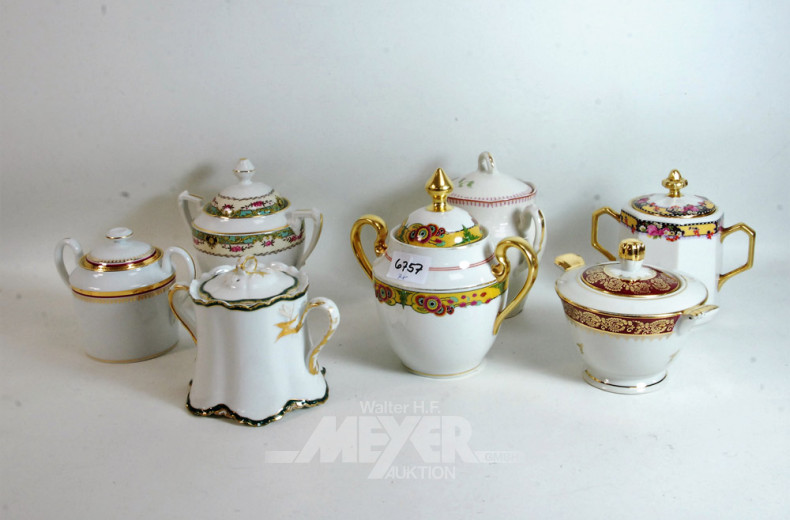 7 versch. Porz.-Zuckerdosen