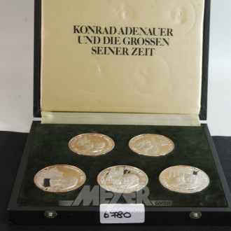Satz Silbermünzen ''Konrad Adenauer
