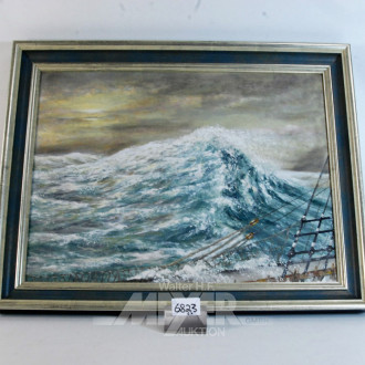 2 Gemälde ''Stürmische See/ Rettungsring in