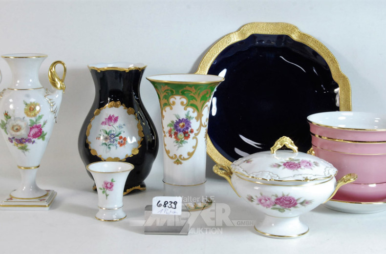 Posten Porzellan: Vasen, Überfangtopf,