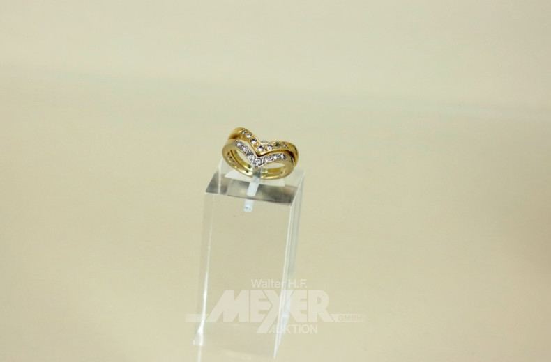 2 Ringe, 750er GG, besetzt mit kl.