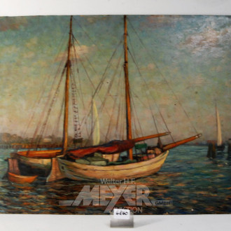 Gemälde ''Segelschiffe vor Anker''