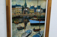 Gemälde ''Hafen mit Stadtansicht''