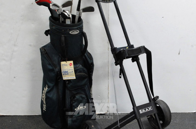 Golfbag mit Caddy und Schlägern