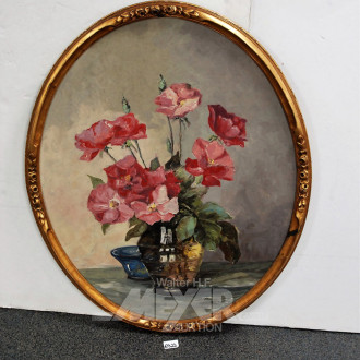ovales Gemälde ''Blumenstillleben''