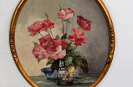ovales Gemälde ''Blumenstillleben''